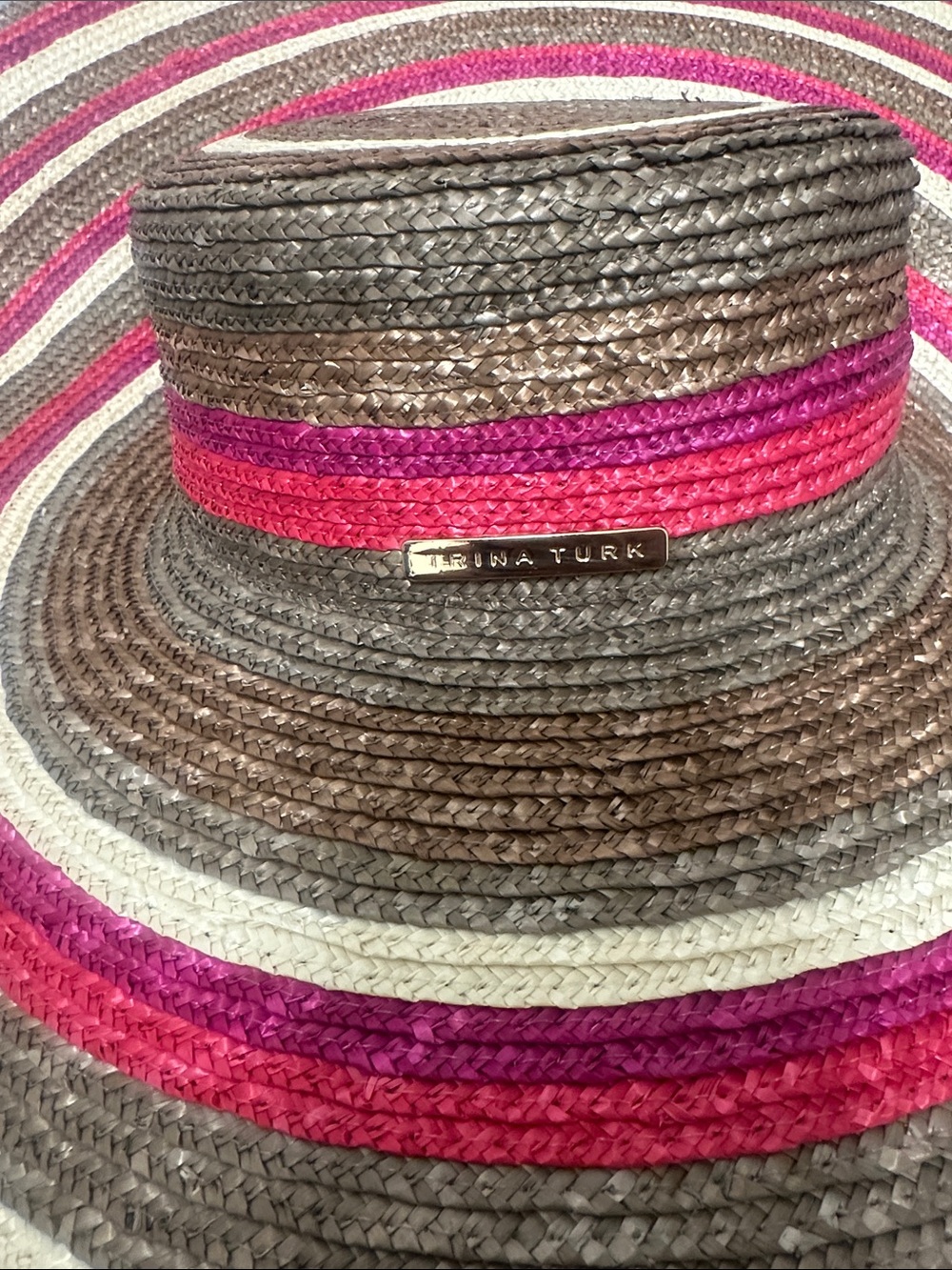 Trina Turk Wide Floppy Brim Straw Sun Hat in Multi NWT - Picture 9 of 17